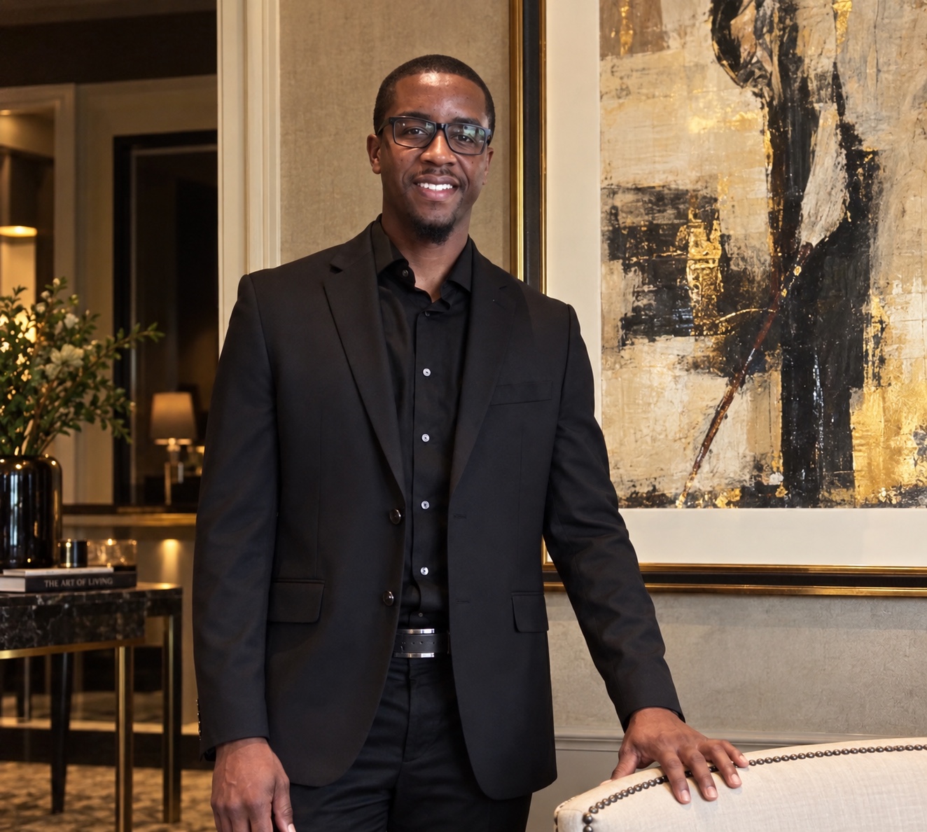Michael Stewart Barnes in a black suit